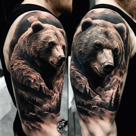 bear design tattoo|realistic bear tattoo.